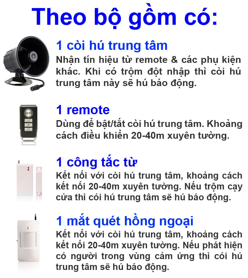 Trọn bộ trung tâm chống trộm KM-T60