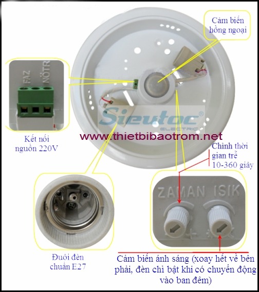 Đèn ốp trần hồng ngoại KW-323 Đèn ốp trần hồng ngoại KW-323