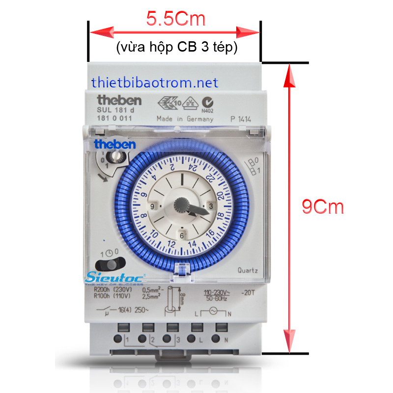 Kích thước của timer theben SUL 181d Kích thước của timer theben SUL 181d