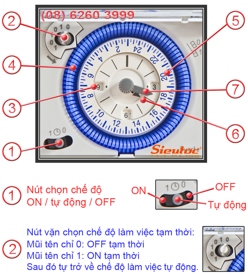 Cách chỉnh giờ của Timer cơ SUL 181d Cách chỉnh giờ của Timer cơ SUL 181d