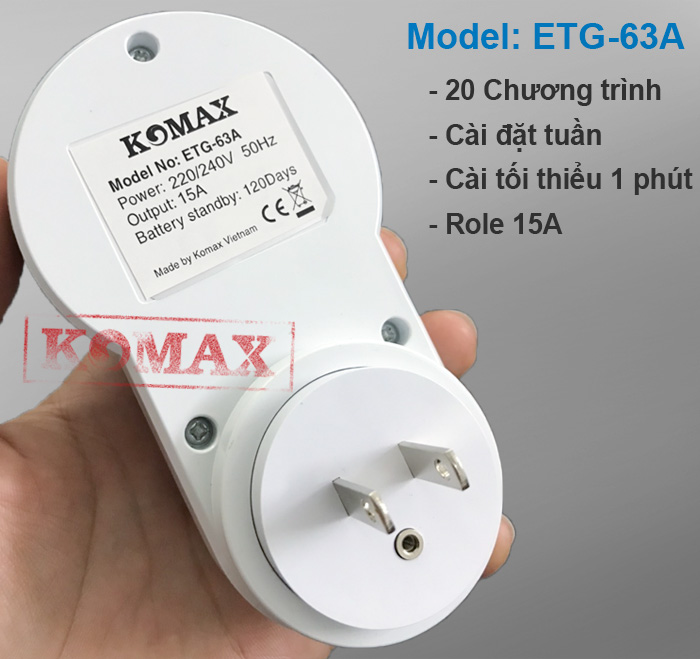 Ổ cắm điện hẹn giờ ETG-63A cài đặt