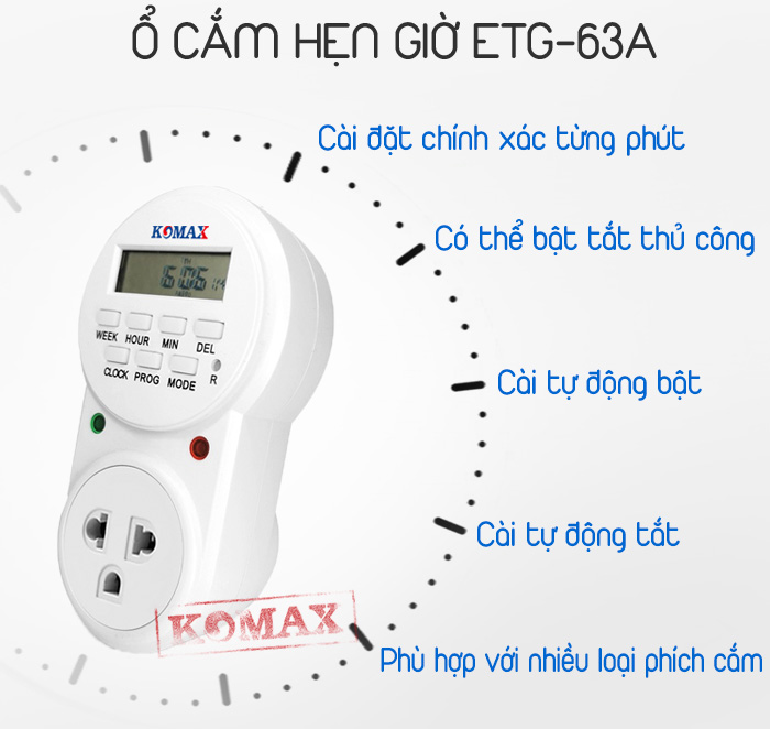 Các chức năng chính của timer hẹn giờ ETG-63A