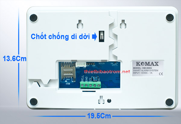 Mắt sau của trung tâm báo động dùng sim KM-998G