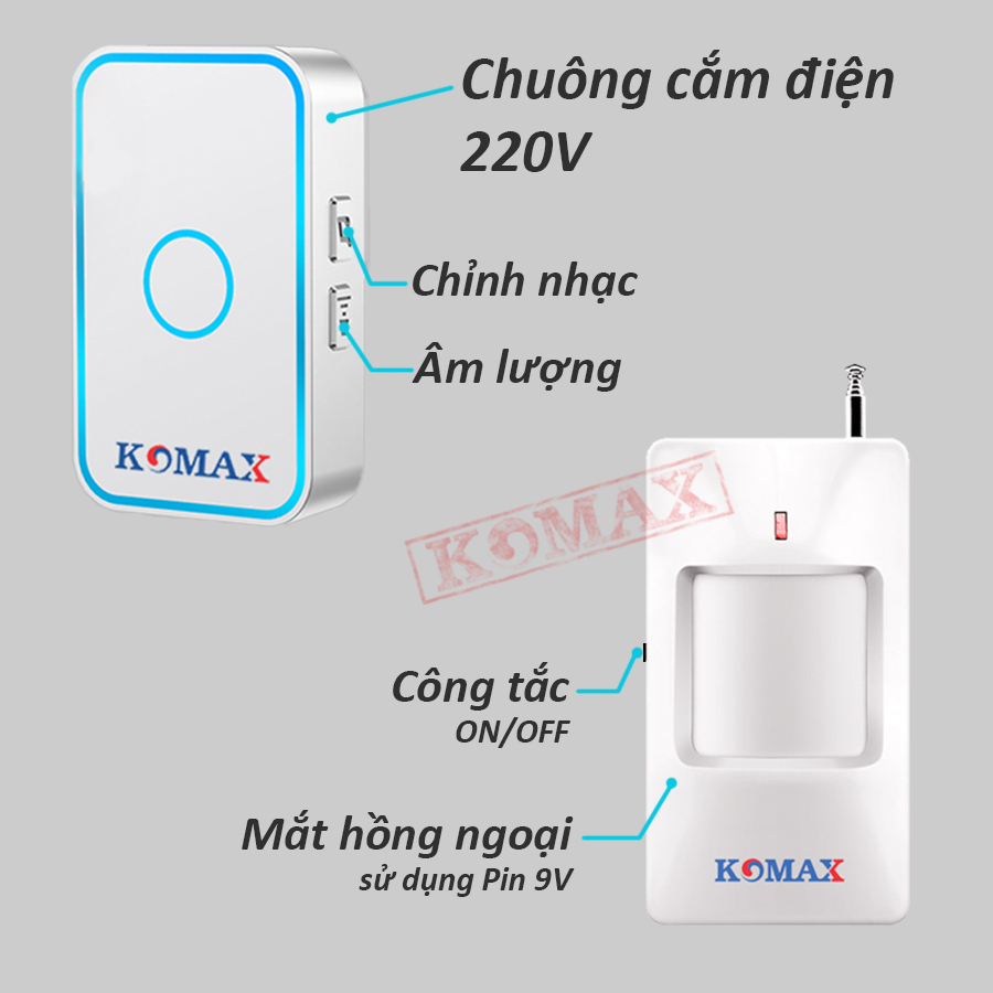 Chuông báo khách hồng ngoại KM-X300 có 5 mức điều chình âm lượng