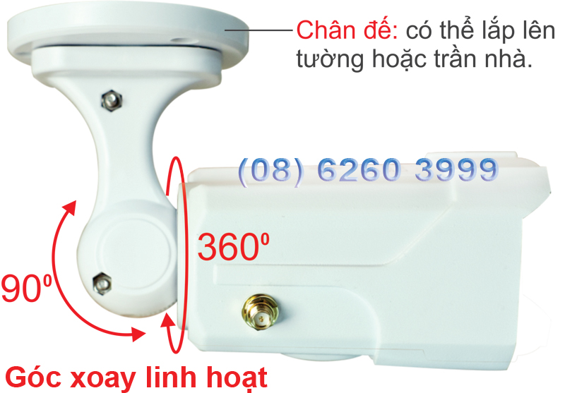 Chân đế có khả năng xoay chỉnh dễ dáng của camera ngoài trời