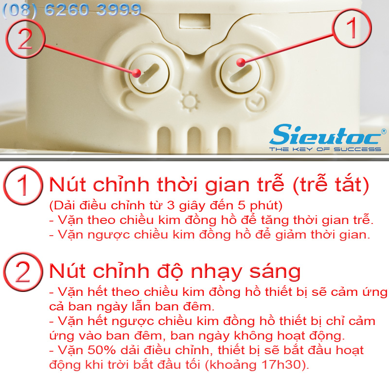 Cách chỉnh cảm biến bật tắt đèn AG-03