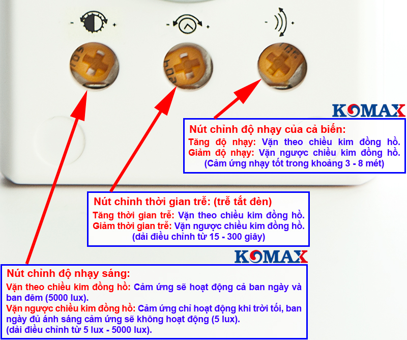 Cách chỉnh của chuôi đèn cảm biến KM-S18