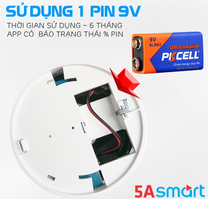 Cảm biến thông báo khói 5A-SM01-5