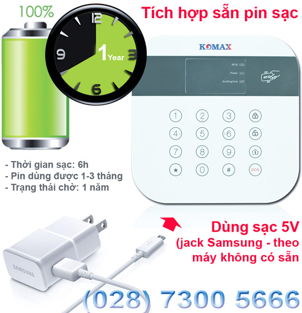 Thời gian sử dụng pin của KM-306A