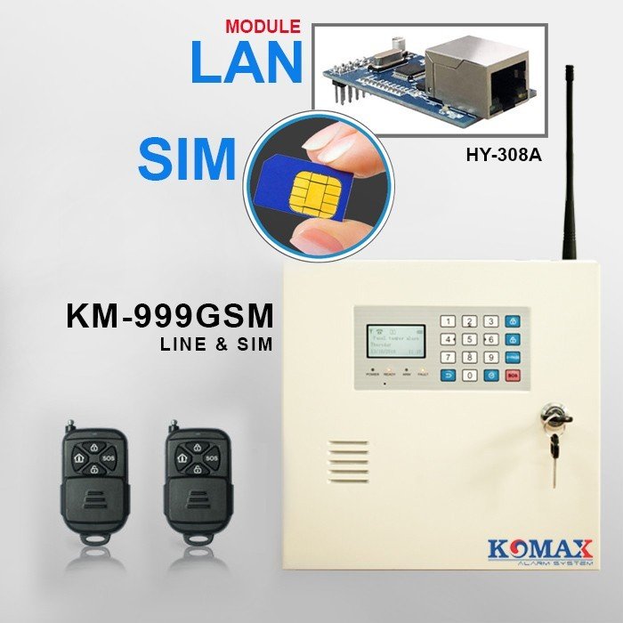 Bộ chống trộm dùng sim và lan báo qua internet KM-999 GSM LAN