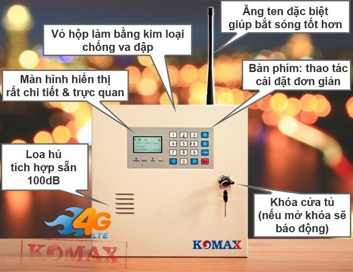 Nguyên bộ chống trộm dùng sim 4G LTE KM-999GSM 4G