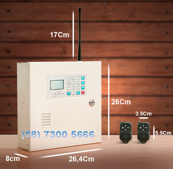 Kích thước bộ chống trộm dùng sim KM-999 LAN