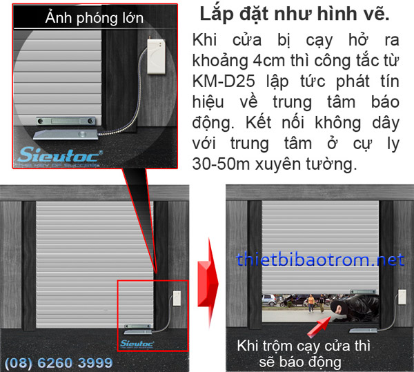 Cách lắp đặt công tắc từ cửa cuốn KM-D25