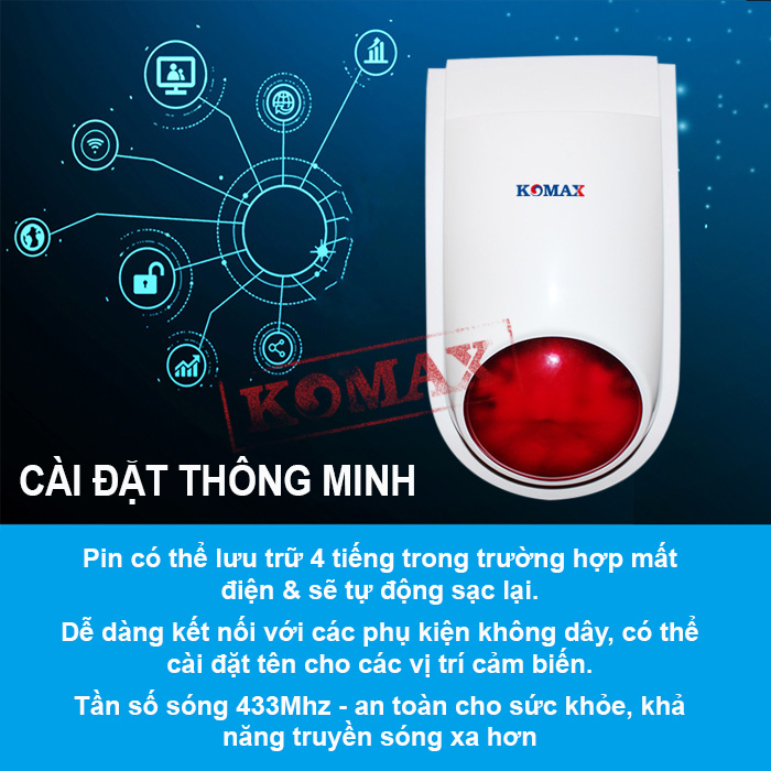 Còi hú chống trộm wifi T80 vừa là còi hú vừa là trung tâm