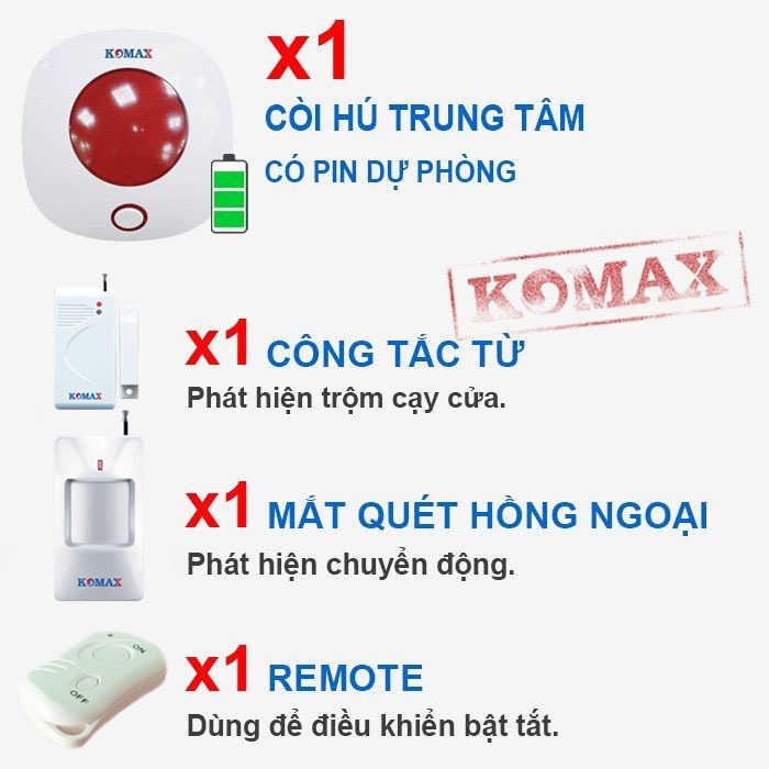 Bộ b&aacute;o động chống trộm sử dụng tần số 433MHz ổn định, gi&uacute;p bảo vệ ng&ocirc;i nh&agrave; an to&agrave;n 24/7.