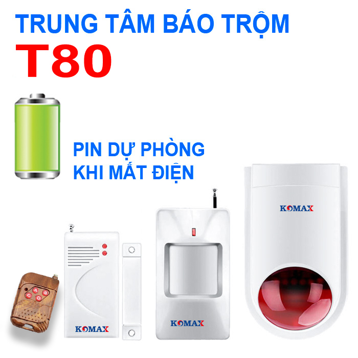 Trung t&acirc;m b&aacute;o trộm KM-T80 kết nối cảm biến kh&ocirc;ng d&acirc;y 433MHz, c&ograve;i h&uacute; 120dB gi&uacute;p ph&aacute;t hiện v&agrave; cảnh b&aacute;o khi c&oacute; đột nhập