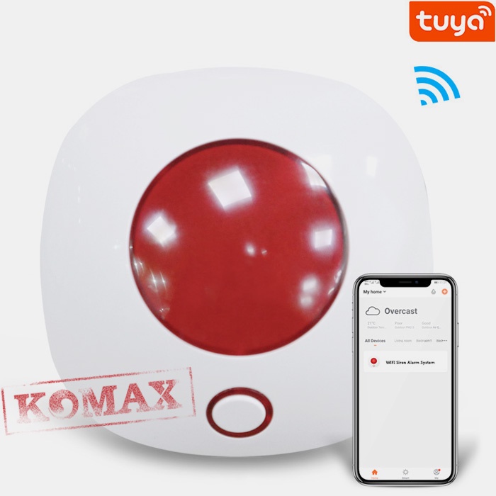 Còi hú 70W vừa là còi hú vừa là bộ xử lý của báo cháy không dây KM-T170W dùng app tuya