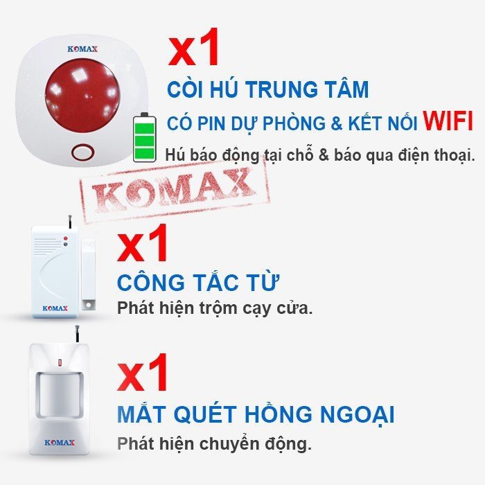 Trung t&acirc;m b&aacute;o động hỗ trợ kết nối cảm biến cửa, mắt hồng ngoại RF 433MHz với khoảng c&aacute;ch 20&ndash;40m.