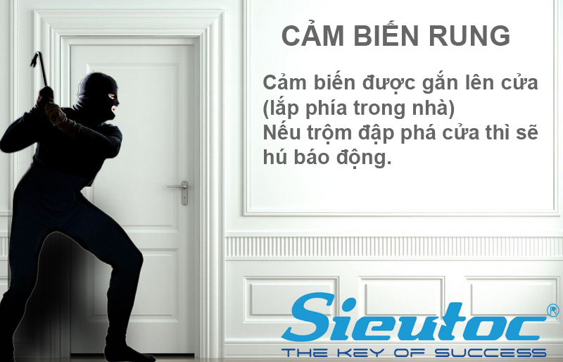 Gắn cảm biến rung KM-R16 để bảo vệ cửa