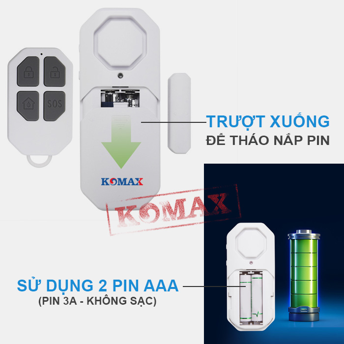 Báo trộm gắn cửa dùng pin km-rc25 4