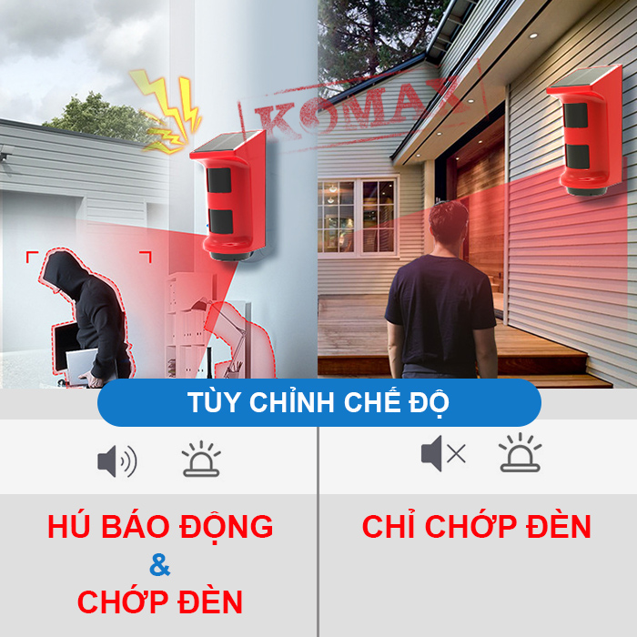 Có thể tùy chỉnh âm lượng cũng như cách hoạt động của chống trộm ngoài trời KM-X30