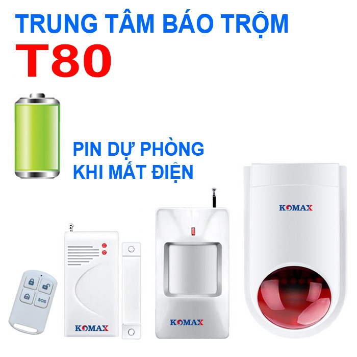 Trung t&acirc;m b&aacute;o trộm KM-T80 kết nối cảm biến kh&ocirc;ng d&acirc;y 433MHz, c&ograve;i h&uacute; 120dB gi&uacute;p ph&aacute;t hiện v&agrave; cảnh b&aacute;o khi c&oacute; đột nhập