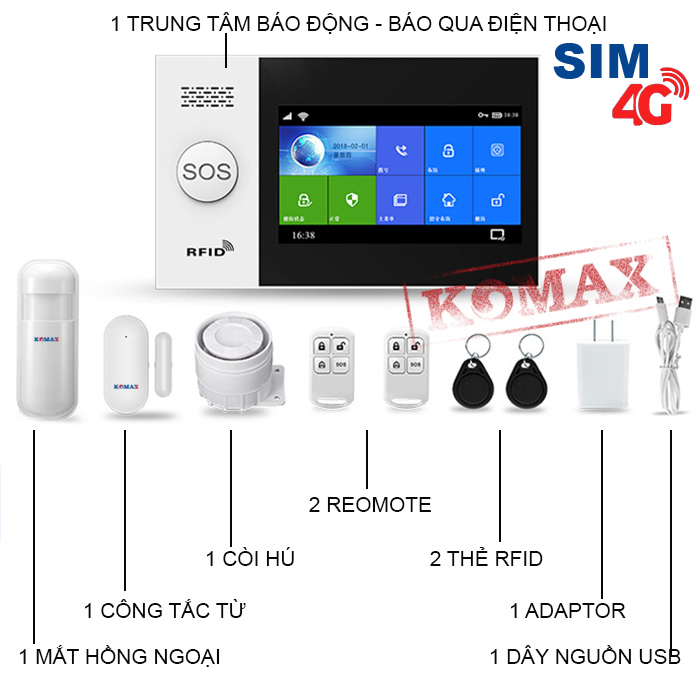 Bộ chống trộm dùng sim wifi GW05 4G cao cấp trọn bộ