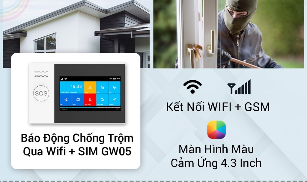 Bộ chống trộm dùng sim wifi GW05 cao cấp 1