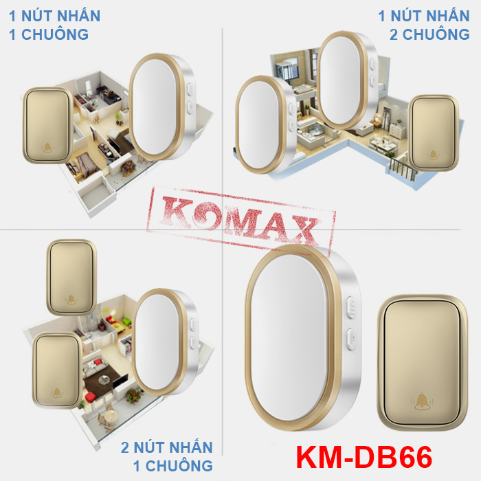 Bộ chuông cửa không dây cao cấp KM-DB66 với nút nhấn không dùng pin 5