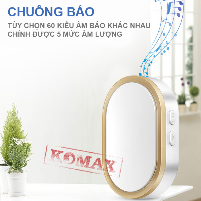 Chuông cửa không dây KM-B66 là loại chuông cao cấp được thiết kế sang trọng và đẹp mắt