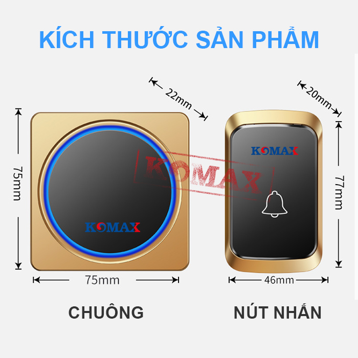 Kích thước bộ chuông cửa không dây DB15