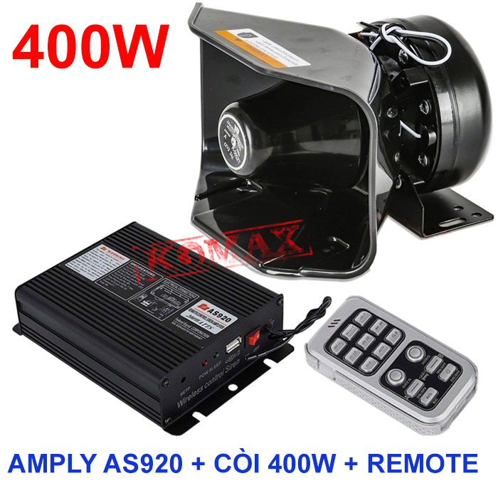 Trọn bộ còi báo động kèm amply xe ưu tiên AS920-C400V