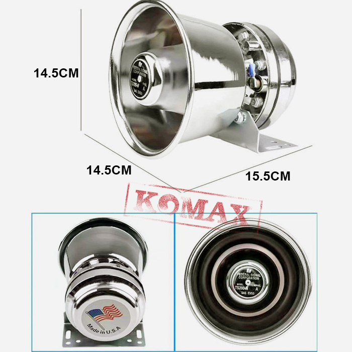 Kích thước còi hú inox C200TT