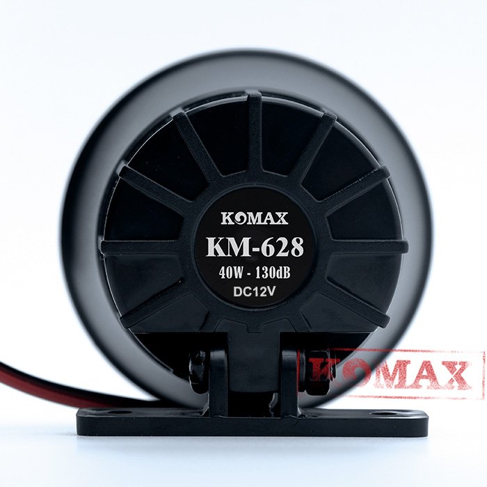 Mặt sau còi hú 12V KM-628, tuy nhỏ gọn nhưng tiếng hú của nó rất lớn