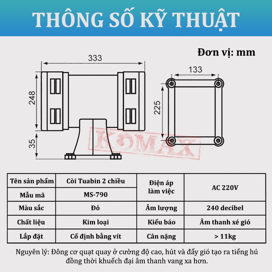 Thông số kỹ thuật của còi báo động công nghiệp MS-790