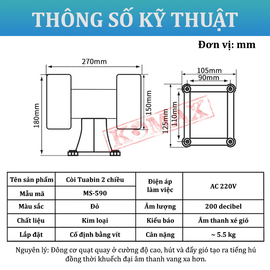 Thông số cơ bản của còi hú MS-590