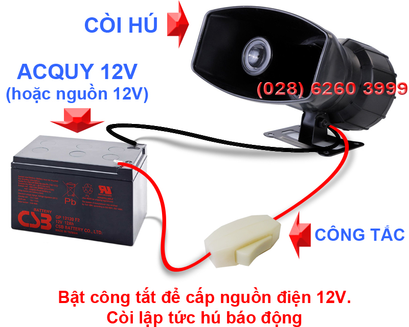 Còi báo động công suất lớn KM-DC100W