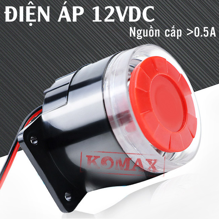 Còi hú chống trộm kèm đèn KM-A08L sử dụng điện áp 12V