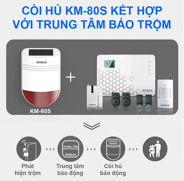 Còi hú năng lượng mặt trời KM-80S-8