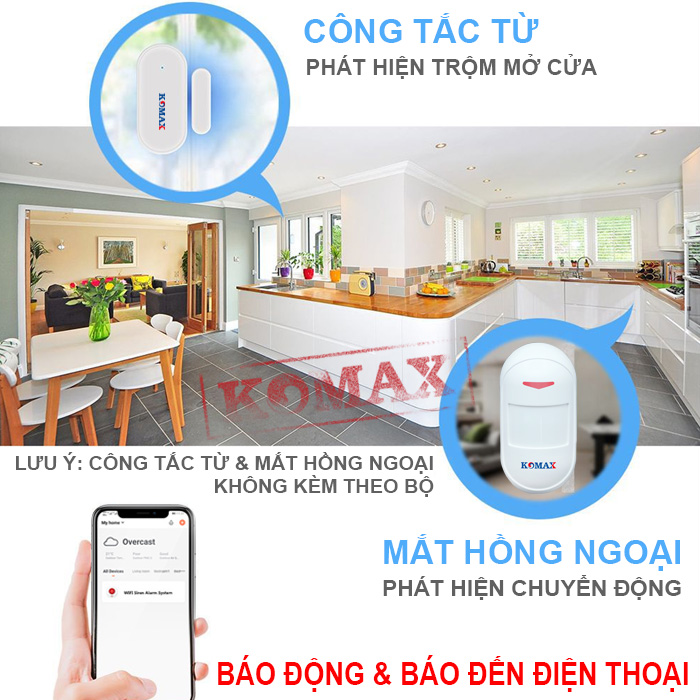 Còi hú báo động không dây wifi KM-70W