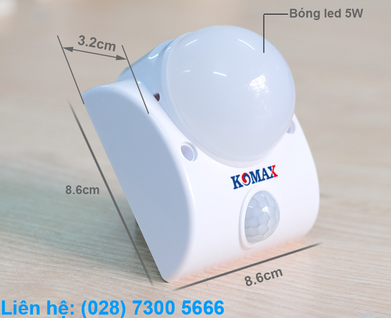 Kích thước của đèn led cảm ứng hồng ngoại KM-S15N