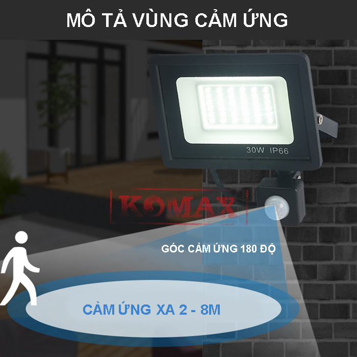 Đèn led pha cảm biến 30W trắng