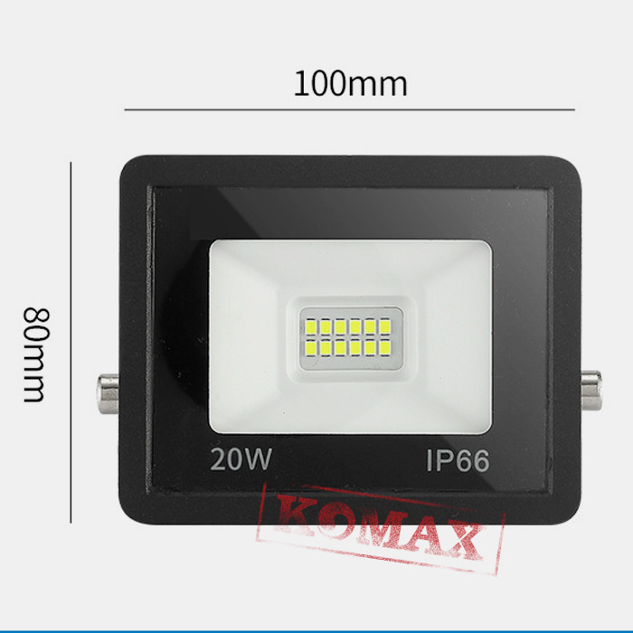 Kích thước của đèn pha led 20W vàng 3000k