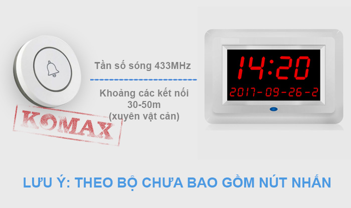 Khoáng cách kết nối tới trung tâm của nút nhấn gọi phục vụ KM-R90A