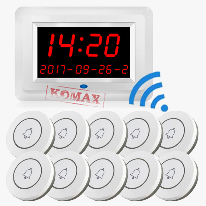 Thiết bị gọi y tá và gọi nhân viên KM-C900 lắp đặt không dây dễ sử dụng Thiết bị gọi phục vụ KOMAX KM-C900 10 nút nhấn