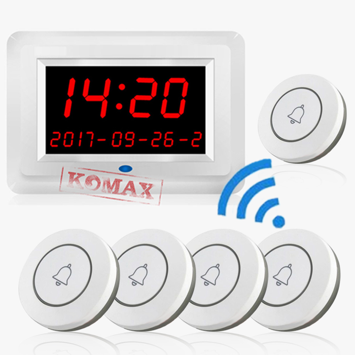 Thiết bị gọi y tá và gọi nhân viên KM-C900 lắp đặt không dây dễ sử dụng Thiết bị gọi phục vụ KOMAX KM-C900 để bàn hoặc gắn tường chuyên nghiệp