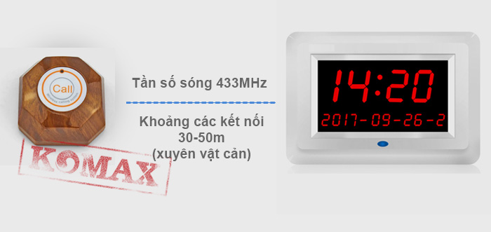 Nút nhấn gọi phục vụ F61 có khả năng kết nối với trung tâm với khoảng cách xa 50m