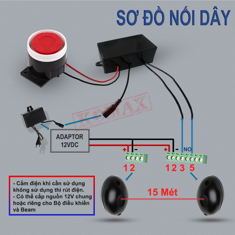 Bộ chống trộm ngoài trời dễ dàng lắp để bảo vệ các khu vực có tường rào với chiều dài tầm 15m