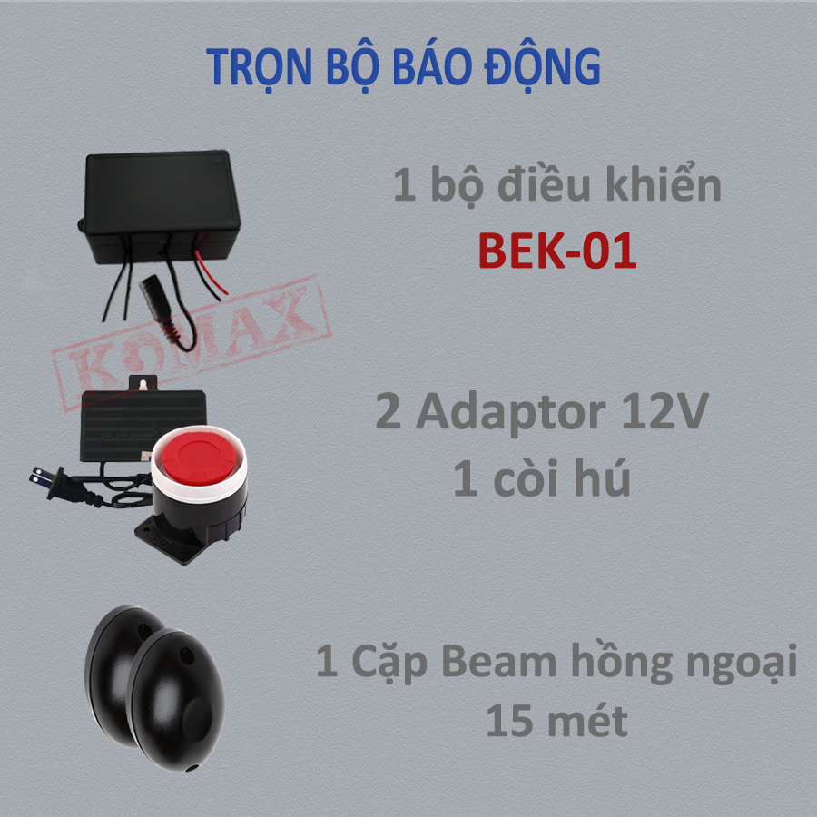 Bộ hàng rào chống trộm ngoài trời gồm bộ điều khiển và beam hàng rào điện tử kèm còi hú báo động