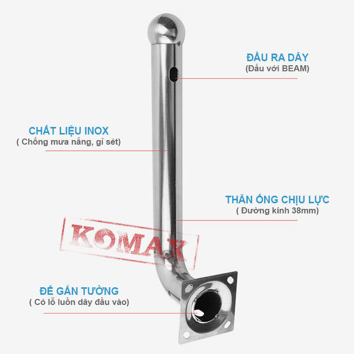 Chân inox gắn photobeam hàng rào 